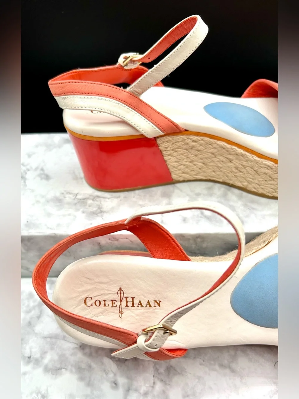 COLE HAAN Arden Wedge Platform Sandals. Size 6.5 B